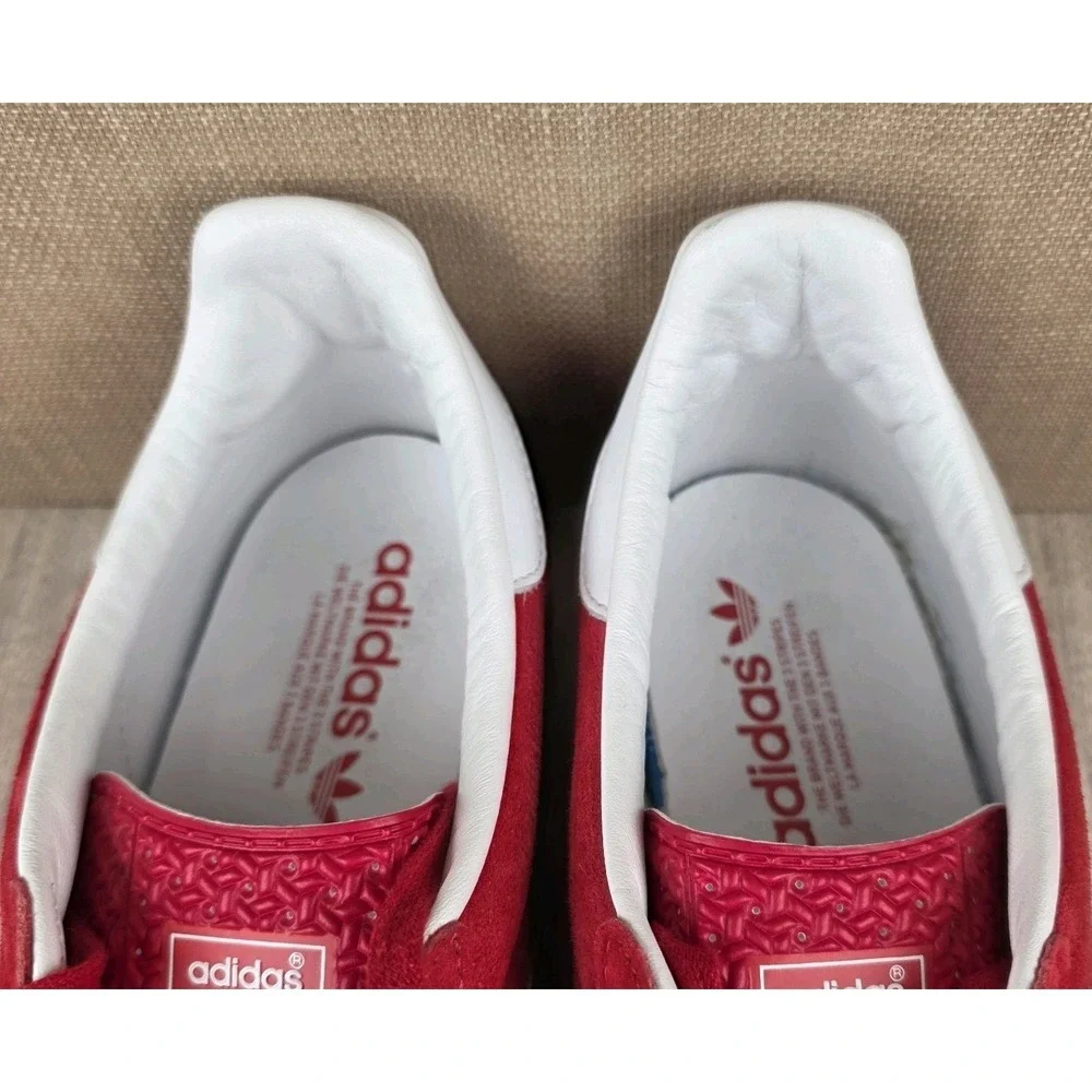 Adidas Mens 12 Gazelle Indoor Original Scarlet Red Cloud White Gum Sole Sneakers